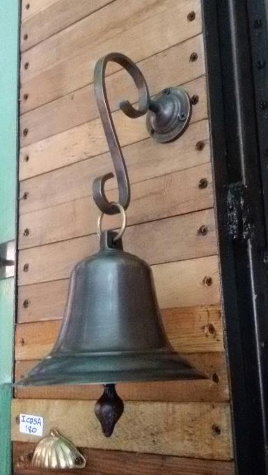 Brass Wall Bell 6'' (15 cm.) high 123 mm.long include bracket 29 cm. Item code BWB01 