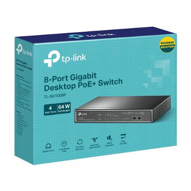 TP-LINK TL-SG1008P 8-Port Gigabit PoE Switch, 8 Gigabit RJ45 Port including 4 PoE Port, steel case