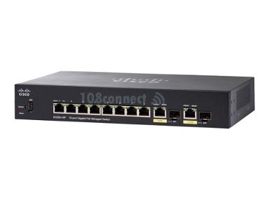 CISCO SG350-10P-K9 8 10/100/1000 PoE ports with 62W power budget + 2 Combo mini-GBIC ports