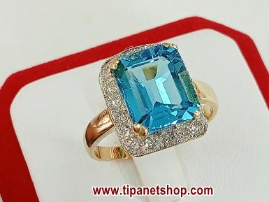 TN25509 แหวนบลูโทพาสล้อมเพชร ไซท์ 55