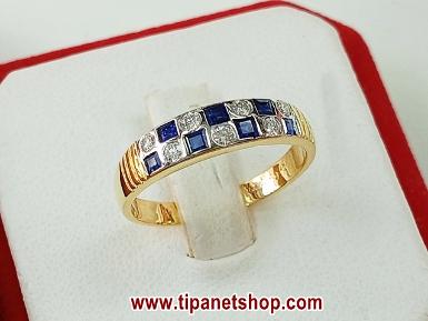 TN25538 แหวนแถวไพลินคั่นเพชร ไซท์ 51