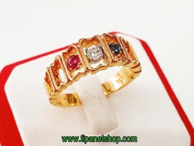 TN25469 แหวน3สีเพชร ไซท์ 57.5