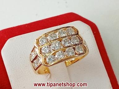 TN21346 แหวนเพชร3แถว ไซท์ 55