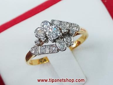 TN23893 แหวนชูบ่าเพชรใต้กระเปาะมีลาย ไซท์ 50